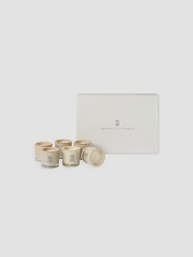 Brunello Cucinelli Set of Six Place Card Candles in Glass Holders with Logo | Thumbnail 3 Brunello Cucinelli Set of Six Place Card Candles in Glass Holders with Logo | Thumbnail 3