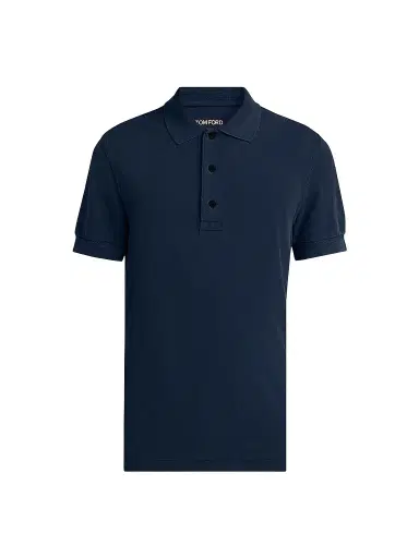TOM FORD Men's Slim-Fit Pique Polo Shirt - Navy | Thumbnail 1
