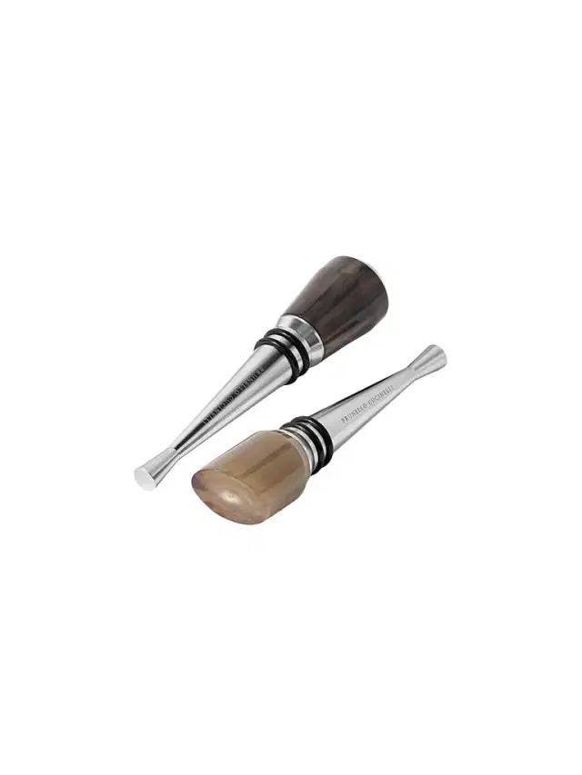 Brunello Cucinelli 2-Piece Buffalo Horn and Steel Stopper Set