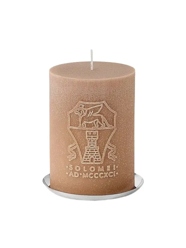 Brunello Cucinelli Candle with Logo and Silver Plated Steel Base - Beige