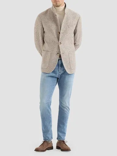 Brunello Cucinelli Men's Comfort Cotton Denim Leisure Fit Five-Pocket Jeans - Light Denim | Thumbnail 2