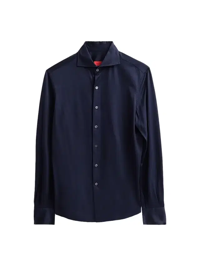 Isaia Men's Jersey Long-Sleeve Shirt - Navy - Size 17