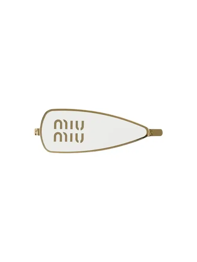 Miu Miu Women's Enameled Metal Hair Clip - White Gold