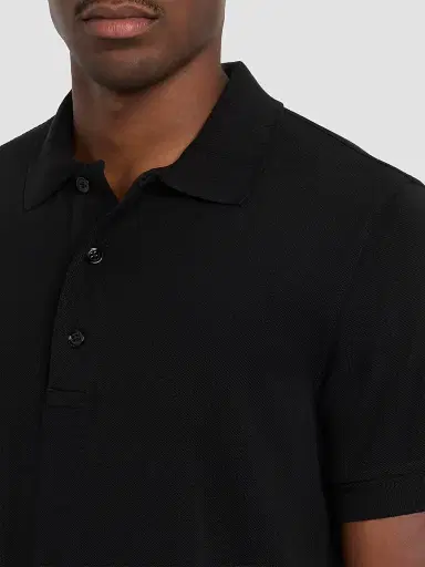 TOM FORD Men's Slim-Fit Pique Polo Shirt - Black | Thumbnail 5