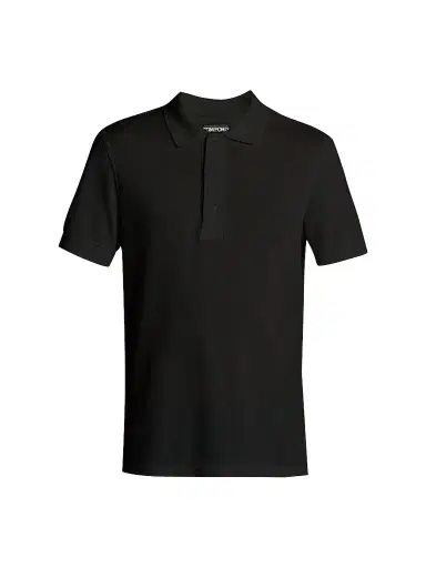 TOM FORD Men's Slim-Fit Pique Polo Shirt - Black | Thumbnail 1