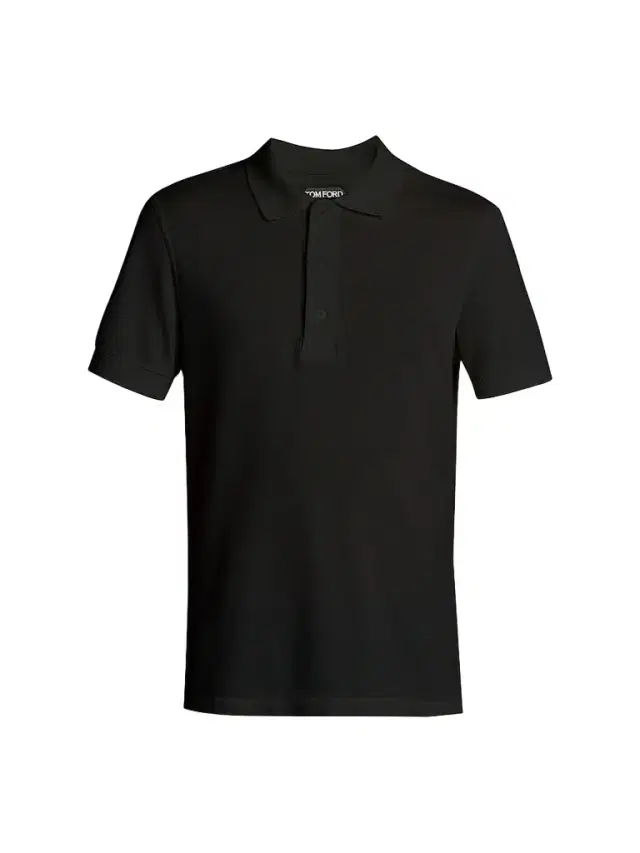 TOM FORD Men's Slim-Fit Pique Polo Shirt - Black