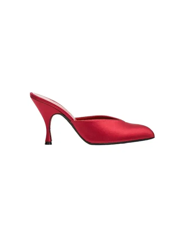 Herbert Levine Women's Sitting Pretty 95MM Satin Mules - Satin Beth Red - Size 11.5