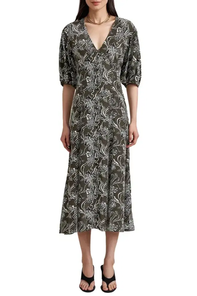 Florence Dress - Taupe Floral