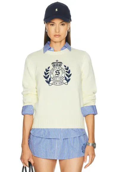 Sporty & Rich NY Crest Knitted Sweater | Thumbnail 1
