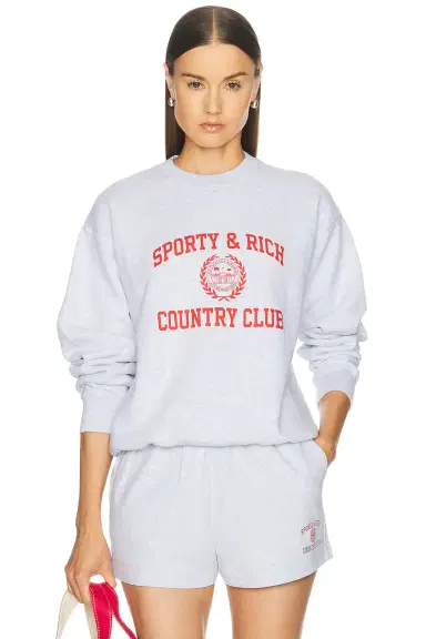 Sporty & Rich Varsity Crest Crewneck Sweatshirt | Thumbnail 1