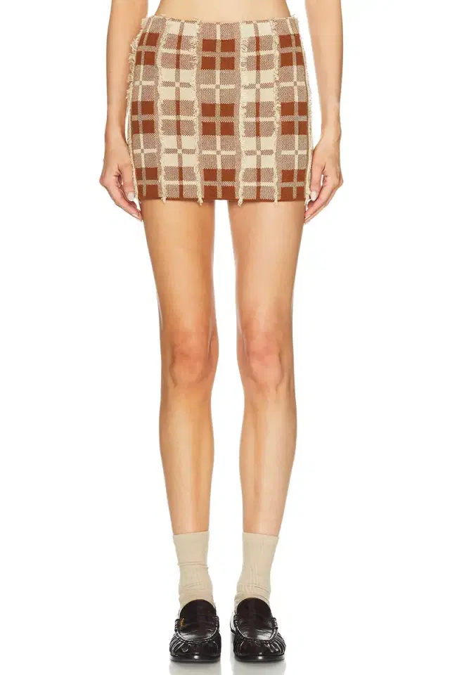 Guest In Residence Fringe Plaid Mini Skirt