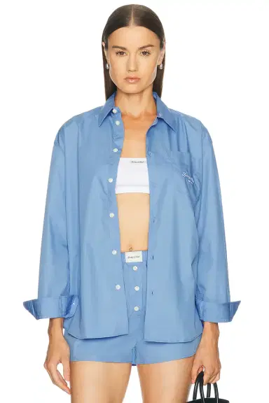 Sporty & Rich Signature NY Oversized Shirt | Thumbnail 1 Sporty & Rich Signature NY Oversized Shirt | Thumbnail 1