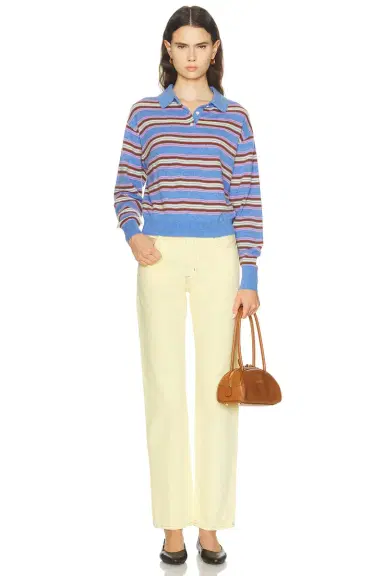 Guest In Residence Collegiate Stripe Polo Sweater | Thumbnail 4