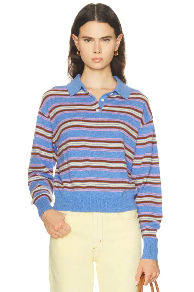 Guest In Residence Collegiate Stripe Polo Sweater