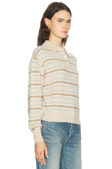 Guest In Residence Collegiate Stripe Polo Sweater | Thumbnail 2