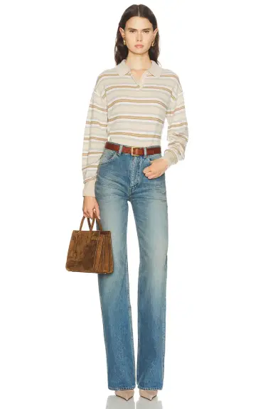 Guest In Residence Collegiate Stripe Polo Sweater | Thumbnail 4