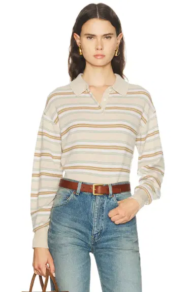 Guest In Residence Collegiate Stripe Polo Sweater | Thumbnail 1
