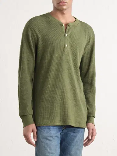 RRL Waffle-Knit Cotton-Jersey Henley T-Shirt - Men | Thumbnail 3