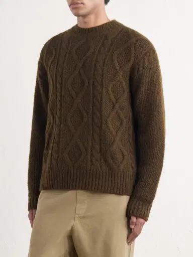 PIACENZA 1733 Cable-Knit Alpaca and Wool-Blend Sweater - Men | Thumbnail 3