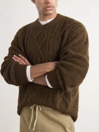 PIACENZA 1733 Cable-Knit Alpaca and Wool-Blend Sweater - Men | Thumbnail 5