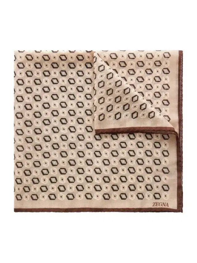 Printed Wool Pocket Square - Men
