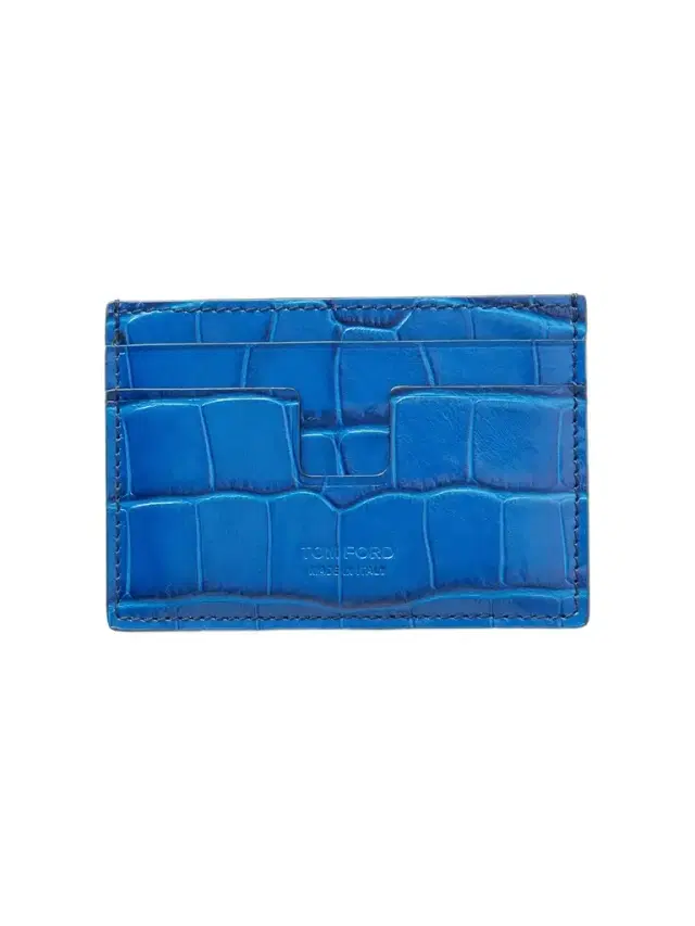 Croc-Effect Leather Card Holder - Men