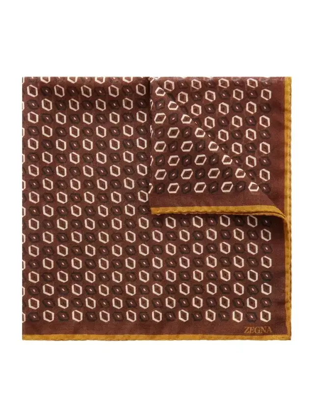 Printed Wool Pocket Square - Men
