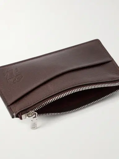 Brunello Cucinelli Logo-Debossed Leather Zipped Cardholder - Men | Thumbnail 4