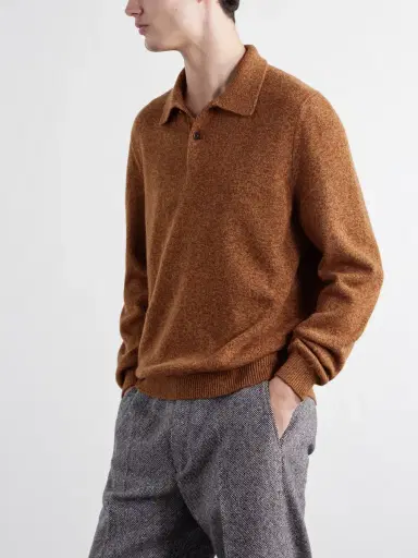 Jil Sander Mélange Wool and Cashmere-Blend Polo Shirt - Men | Thumbnail 3