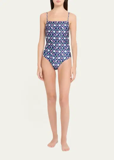 Verandah Floral Square-Neck One-Piece Swimsuit | Thumbnail 2
