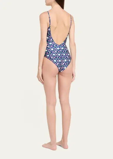 Verandah Floral Square-Neck One-Piece Swimsuit | Thumbnail 3