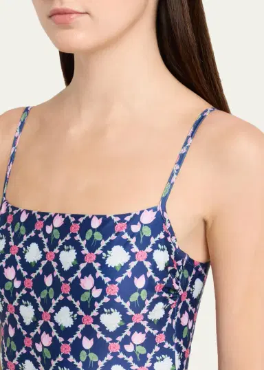 Verandah Floral Square-Neck One-Piece Swimsuit | Thumbnail 4