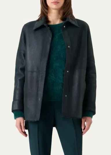 Akris Harper Reversible Lamb Shearling Single-Breasted Jacket | Thumbnail 4