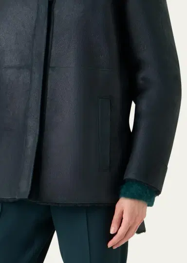 Akris Harper Reversible Lamb Shearling Single-Breasted Jacket | Thumbnail 5