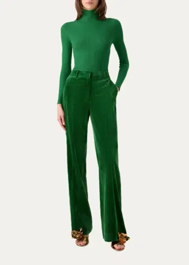 Akris Florine Corduroy Wide-Leg Trousers | Thumbnail 2
