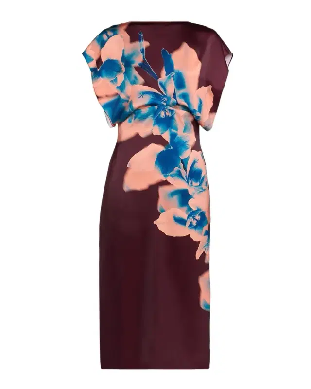 MISA Los Angeles Avri Floral Satin Midi Dress
