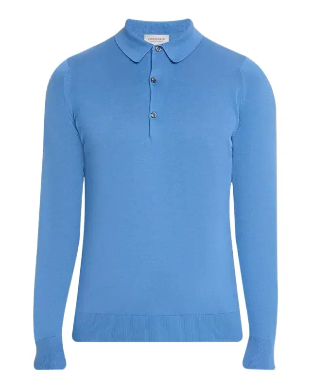 John Smedley Men's Solid Long-Sleeve Polo Shirt