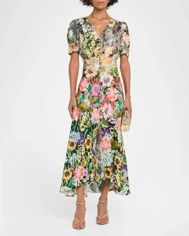Saloni Lea Printed Long Dress | Thumbnail 2