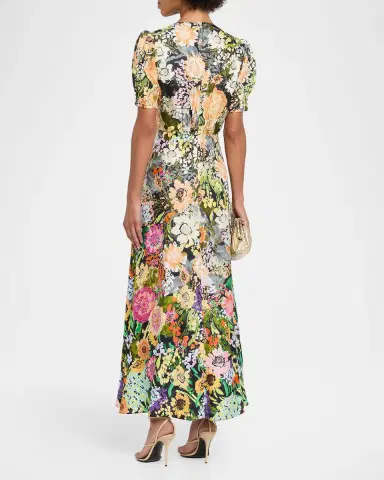 Saloni Lea Printed Long Dress | Thumbnail 3