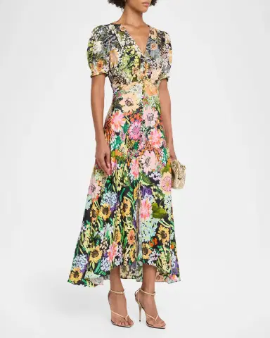 Saloni Lea Printed Long Dress | Thumbnail 4