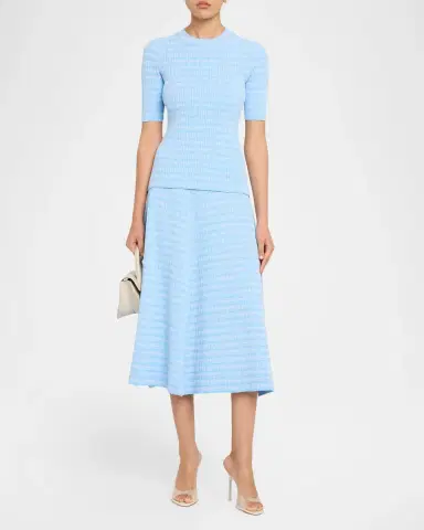 PRABAL GURUNG Crewneck Fitted Striped Top | Thumbnail 2 PRABAL GURUNG Crewneck Fitted Striped Top | Thumbnail 2