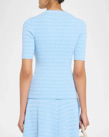 PRABAL GURUNG Crewneck Fitted Striped Top | Thumbnail 3 PRABAL GURUNG Crewneck Fitted Striped Top | Thumbnail 3