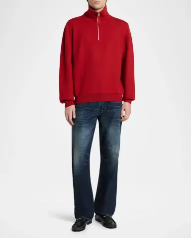 Tom Ford Men's Double-Face Half-Zip Sweater | Thumbnail 2