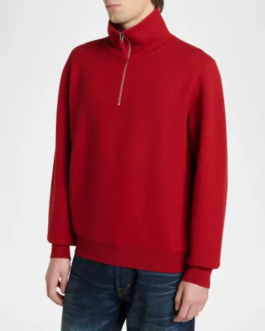 Tom Ford Men's Double-Face Half-Zip Sweater | Thumbnail 4
