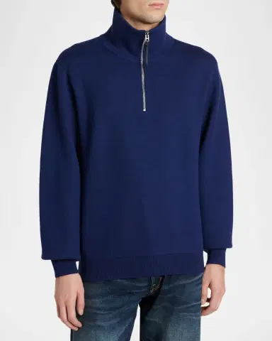 Tom Ford Men's Double-Face Half-Zip Sweater | Thumbnail 3