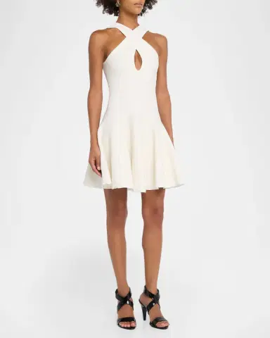 ALAÏA Halterneck Compact Knit Mini Dress | Thumbnail 4