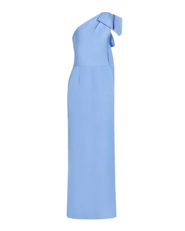 Oscar de la Renta One-Shoulder Bow Column Gown