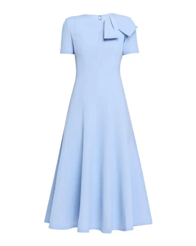 Roland Mouret Short-Sleeve Paneled Bow Midi Dress