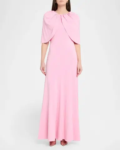 Roland Mouret Fit-And-Flare Jersey Capelet Gown | Thumbnail 2