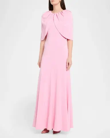 Roland Mouret Fit-And-Flare Jersey Capelet Gown | Thumbnail 4